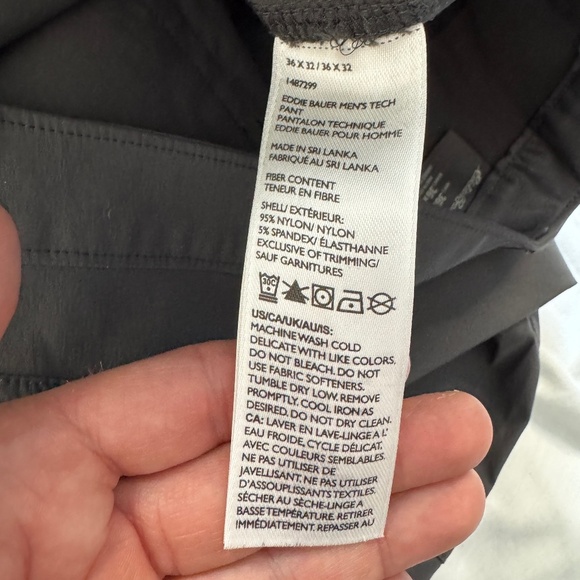 Eddie Bauer Men's 36x32 TECH Pants Outdoor Performance Lightweight Hiking Gray - Picture 10 of 15